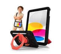 ProCase Custodia per bambini per iPad A16 11th 2025/iPad 10th 2022/Air 6th M2 2024/5th 2022/4th Gen 2020, custodia antiurto con portapenne, anello di supporto, maniglia regolabile, per bambini, nera