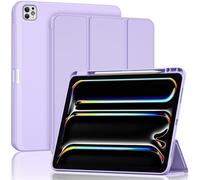 ProCase Custodia per iPad Pro 13 Pollici M5 2025 M4 2024 con Portamatita, iPad Pro 13" Modello: A2925 A2926 A3007 Triple Stand Smart Folio con Copertura Posteriore in TPU Morbido -Viola