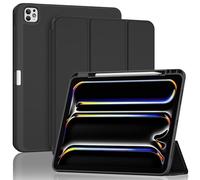 ProCase Custodia per iPad Pro 13 Pollici M5 2025 M4 2024 con Portamatita, iPad Pro 13" Modello: A2925 A2926 A3007 Triple Stand Smart Folio con Copertura Posteriore in TPU Morbido -Nero