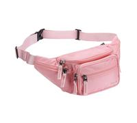 ProCase Marsupio con 6 Tasche per Donna e Uomo, Marsupio da Lavoro Sportivo Viaggio Trekking, Fanny Pack Bag in Nylon con Cinturino Regolabile e Fibbia a Sgancio Rapido -Rosa M