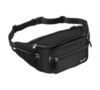 ProCase Marsupio con 6 Tasche per Donna e Uomo, Marsupio da Lavoro Sportivo Viaggio Trekking, Fanny Pack Bag in Nylon con Cinturino Regolabile e Fibbia a Sgancio Rapido -Nero L
