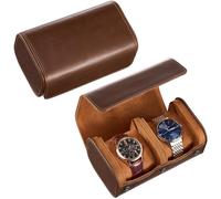 ProCase Orologio Caso di Viaggio, Orologio Roll Box con Fodera Morbida, Uomo a Prova di Urti Organizzatore di Viaggio -2 Slot, Marrone