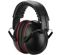 ProCase Paraorecchie per riduzione del rumore, NRR 28 dB, cancellazione del rumore, cuffie per adulti e bambini, autismo, ear defenders per falciatura, tiro, costruzione, lavori in legno, rosso, nero