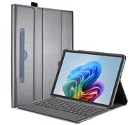 ProCase per Custodia Surface Pro 12 Pollici (Rilascio 2025), Copertura Angolare Multipla Custodia in Pelle Pu con Portapenna Surface, Compatibile con Tastiera Copertura Tipo -Grigio