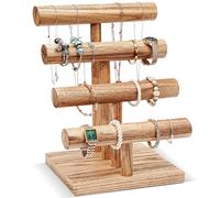 ProCase Porta Bracciali in Legno a 4 livelli, Espositore per Braccialetti, Organizer Bracciali Orologi - Natura