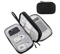 ProCase Porta Cavi da Viaggio a 3 Strati, Accessori Utili, Borsa Organizer Tech Pouch Custodia Portatile per Cavi, Caricabatterie, Power Bank, Adattatori - Nero/S