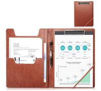 ProCase Portablocco A4 con Pinza,Cartellina Portadocumenti A4 Rigida, Porta Fogli A4 -Marrone