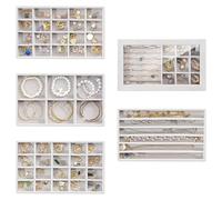 ProCase Portagioie da Cassetto Impilabile Set di 5, Vassoi per Gioielli, Organizer Gioielli da Cassetto per Orecchini, Collane, Bracciali, Orologi - Grande, Grigio