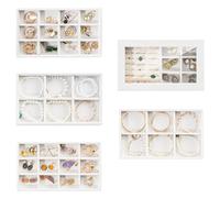 ProCase Portagioie da Cassetto Impilabile Set di 5, Vassoi per Gioielli, Organizer Gioielli da Cassetto per Orecchini, Collane, Bracciali, Orologi - Medio, Bianco