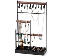 ProCase Portagioie Porta Collane da Tavolo, Espositori per Gioielli da Appendere, Appendi Gioielli Donna, Espositore Gioielli Portacollana Portagioielli per Orecchini Bracciali Anelli -Nero(L)