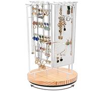 ProCase Portagioie Ruotabile a 360°, Espositore per Gioielli, Porta Collane e Orecchini Organizer, Appendi Gioielli Supporto per Orecchini Collane Bracciali Anelli - Bianco