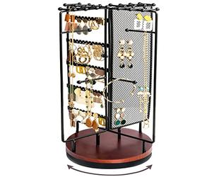 ProCase Portagioie Ruotabile a 360°, Espositore per Gioielli, Porta Collane e Orecchini Organizer, Appendi Gioielli Supporto per Orecchini Collane Bracciali Anelli - Nero