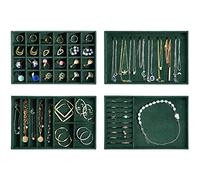 ProCase Set di 4 contenitori per gioielli, impilabili, organizzatore per gioielli, per collane, bracciali, orecchini, anelli, orologi, verde
