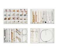 ProCase Set di 4 contenitori per gioielli, impilabili, organizzatore per gioielli, per collane, bracciali, orecchini, anelli, orologi-Bianco