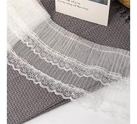 Processo di cucitura DIY, decorazione di decalcoma Bordatura vintage da 9 cm in tessuto di tulle ricamato, con volant, for abito da sposa, bambola, decorazione(White,10 Yards)