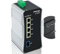 Procet Gigabit PoE Switch 4 porte DIN Rail, 90W/Port, convertitore multimediale in fibra industriale PoE++ con ampia temperatura da -40 °C a 140 °F, slot SFP, Boost, ingresso CC 12-57 V,