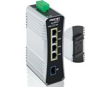 Procet Switch Gigabit PoE 4 porte DIN Rail, 90W/Port, convertitore multimediale in fibra industriale PoE++ con ampia temperatura da -40 °C a 140 °F, slot SFP, IEEE802.3af/802.3at/802.3bt, PT-PIS4PB1S