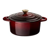Prochef Casseruola rotonda in ghisa smaltata con coperchio, 26 cm, resistente, adatta per forno e piano cottura, facile da pulire, ideale per pasti in una sola pentola, curry, arrosti e cottura in
