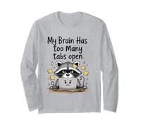 Procione Carino Il Mio Cervello ha troppe schede Aperte Pensare Troppo Maglia a Manica