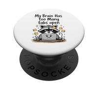 procione carino Il mio cervello ha troppe schede aperte pensare troppo PopSockets PopGrip Adesivo