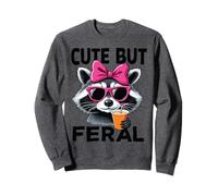 procione carino ma selvaggio con occhiali da sole e fiocco rosa Kawaii Felpa