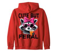 procione carino ma selvaggio con occhiali da sole e fiocco rosa Kawaii Felpa con Cappuccio