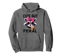 procione carino ma selvaggio con occhiali da sole e fiocco rosa Kawaii Felpa con Cappuccio