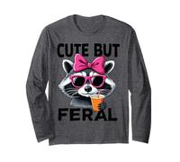 procione carino ma selvaggio con occhiali da sole e fiocco rosa Kawaii Maglia a Manica