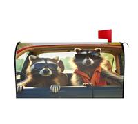 Procione che indossa occhiali da sole alla guida di un'auto 04 Coperture per cassette postali Coperture magnetiche per cassette postali Decorazione per la casa e il giardino