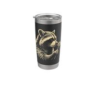 Procione che soffia dente di leone Foresta all'aperto Natura Opera d'arte Bicchiere termico in acciaio inox doppia parete