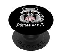 procione con cervello umano dicendo per favore usalo PopSockets PopGrip Adesivo