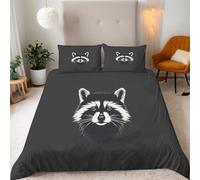 Procione Copripiumino Matrimoniale 240x220 Animali Astratti In Bianco E Nero Set Copripiumino Matrimoniale, Adulti Microfibra Set di Biancheria da Letto 3 Pezzi con Cerniera e 2 Federe 50x75cm