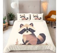 Procione Copripiumino Matrimoniale 240x220 Procione Animale Dei Cartoni Animati Set Copripiumino Matrimoniale, Adulti Microfibra Set di Biancheria da Letto 3 Pezzi con Cerniera e 2 Federe 50x75cm