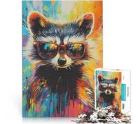 Procione figo con occhiali da sole Puzzle da 1000 pezzi per adolescenti Analisi e logica Ogni pezzo è unico - Gioco divertente e stimolante per tutta la famiglia 38x26cm