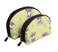Procione Kawaii carino, Borsa per trucco a conchiglia Portamonete da donna Borsa da toilette piccola Borsa per cosmetici 2 pezzi