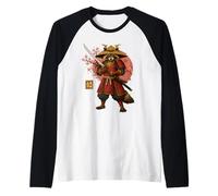 Procione Samurai Warrior Art - Tradizionale stile giapponese Des Maglia con Maniche Raglan