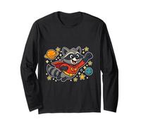Procione supereroe che vola attraverso lo spazio - Cartoon divertente Maglia a Manica