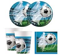 Procos 10215300DY - Party Set Calcio, set di stoviglie monouso da 52 pezzi per feste di compleanno e feste a tema per bambini, decorazione della tavola