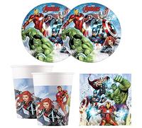 Procos 10215304DY - Set per feste Avengers Infinity Stones, 52 pezzi di stoviglie monouso per feste di compleanno e feste a tema per bambini, decorazione della tavola