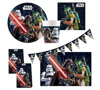 Procos 10215307DY - Set per feste Star Wars Galaxy, stoviglie monouso da 46 pezzi per feste di compleanno e feste a tema per bambini, decorazione della tavola
