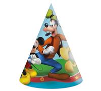 Procos- Cappellini Cono Party Disney Mickey Rock The House in Carta FSC, 6 Pezzi, Cartone Animato, Multicolore, Taglia unica, 93940