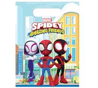 Procos 6 sacchetti per feste di compleanno per bambini, 17 x 25 cm, in pellicola di plastica, sacchetti regalo di compleanno, decorazione per compleanno, Spiderman, Miles Morales, Spider Gwen