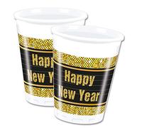 Procos - 8 Bicchieri da Festa, Motivo: Capodanno Happy New Year/Metallico, 200 ml