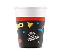 Procos 8 Bicchieri di Carta Gaming Party 200 ml - Nero - Taglia Unica