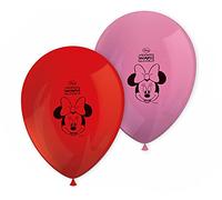 Procos 84934 - Palloncini in lattice Minnie Happy Helpers, 8 palloncini con motivo, regalo ospite, compleanno bambini, festa a tema, carnevale