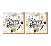 Procos 88863 - Tovaglioli di carta con motivo " Happy Birthday, Milestone", 20 pezzi, dimensioni 33x33 cm, decorazione da tavolo, fazzoletto per il compleanno, palloncini (Confezione da 2)