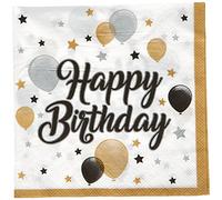 Procos 88863 - Tovaglioli di carta con motivo " Happy Birthday, Milestone", 20 pezzi, dimensioni 33x33 cm, decorazione da tavolo, fazzoletto per il compleanno, palloncini