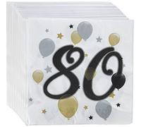 Procos 88871 - Tovaglioli Happy Birthday, Milestone 80, 33 x 33 cm, 20 pezzi, motivo palloncini, compleanno 60, tovaglioli di carta con motivo, decorazione da tavolo, bavaglino, compleanno,