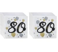 Procos 88871 - Tovaglioli Happy Birthday, Milestone 80, 33 x 33 cm, 20 pezzi, motivo palloncini, compleanno 60, tovaglioli di carta con motivo, decorazione da tavolo, bavaglino, compleanno,
