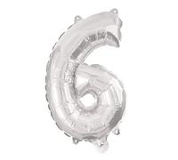 Procos 92472 - Palloncino a Forma di Numero, Argento, Dimensioni 95 cm, Elio, Palloncino con Numeri, Compleanno, Decorazione, Anniversario, Festa